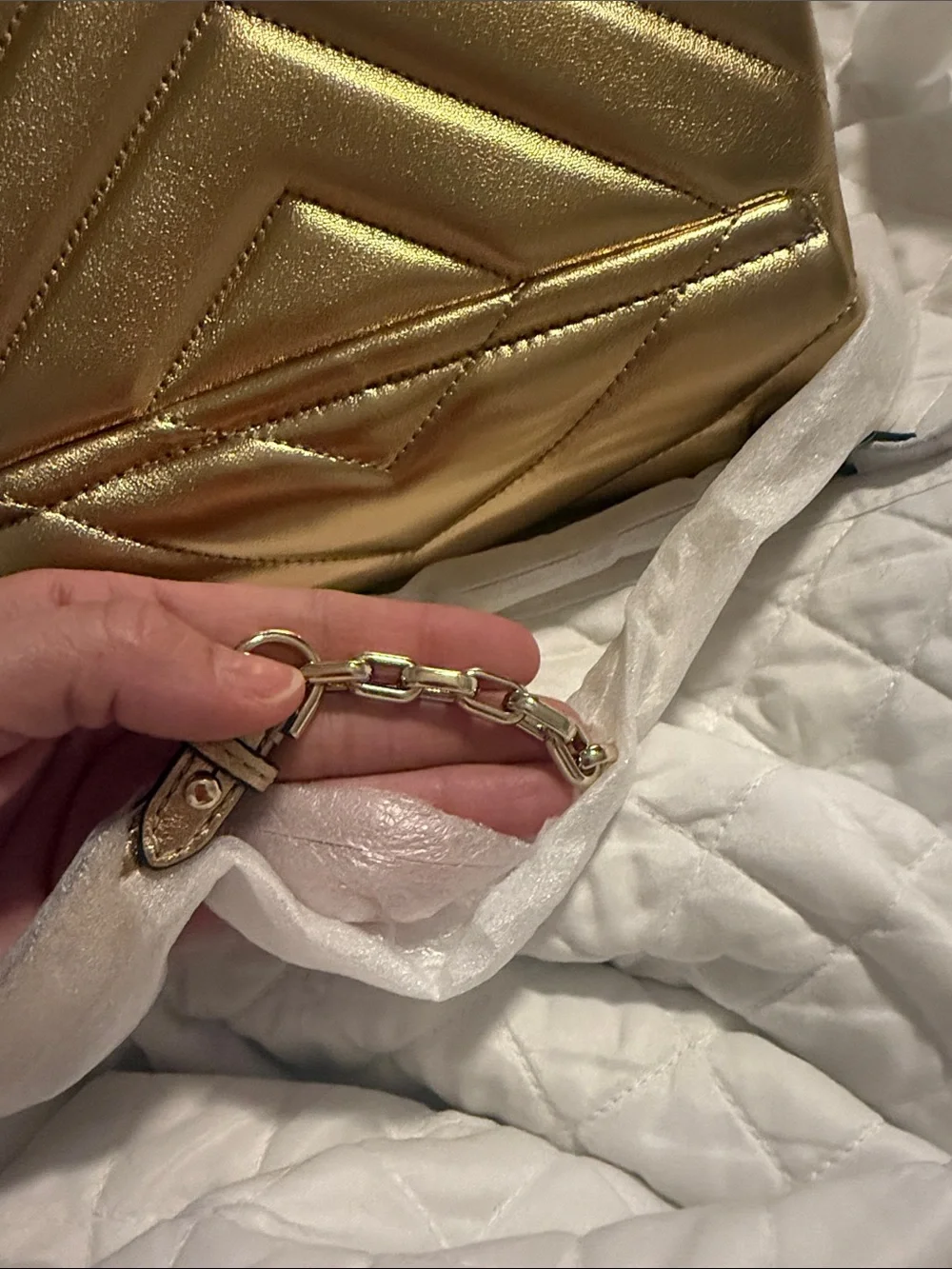 Michael Kors Metallic Gold Quilted Crossbody Bag